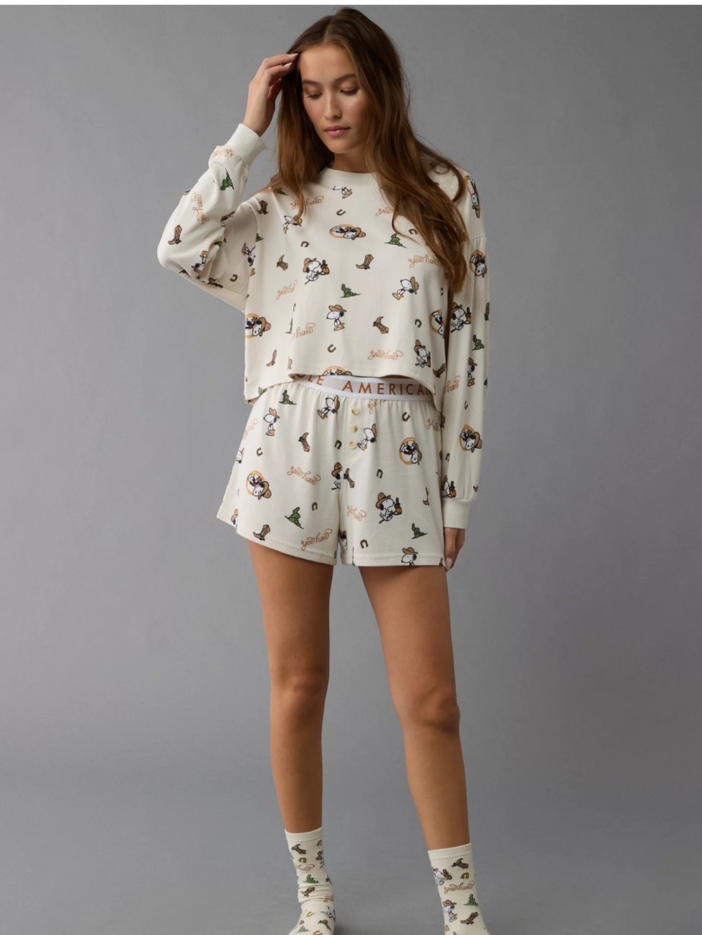 AE Snoopy Western Plush PJ Set